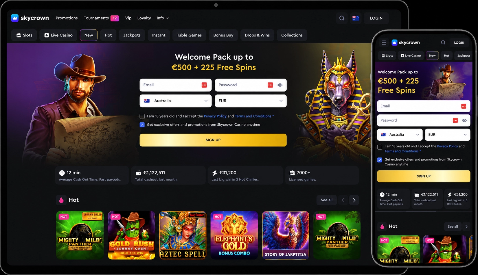 Sky Crown Online Casino gaming options across platforms